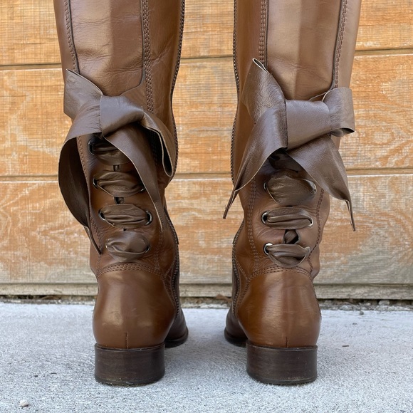 Valentino Ascot Ribbon Lace-Up Riding Boot, Sz 38.5 - Picture 2 of 16